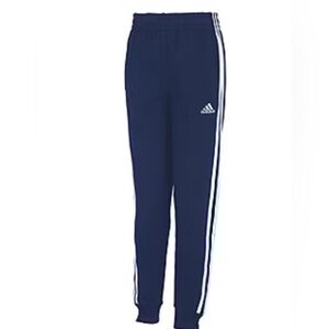 New boys large 14/16 L Adidas jogger pants Navy Blue white stripes Athletic pant